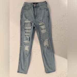 Hollister Light Blue Distressed ultra high-rise mom jeans Jeans